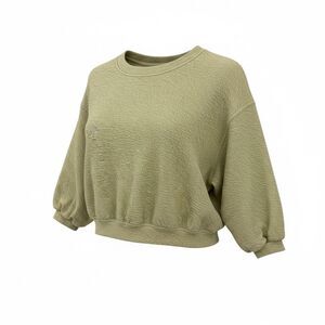 Lululemon Textured Crewneck Pullover Cropped Sweater Size 6 Dew Green
